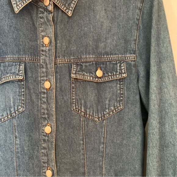 Vintage Denim Maxi Dress Button Down Perfect Western Dress 100% Cotton - Picture 5 of 14